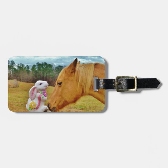 White Rabbit and Yellow Horse Luggage Tag (Front Horizontal)