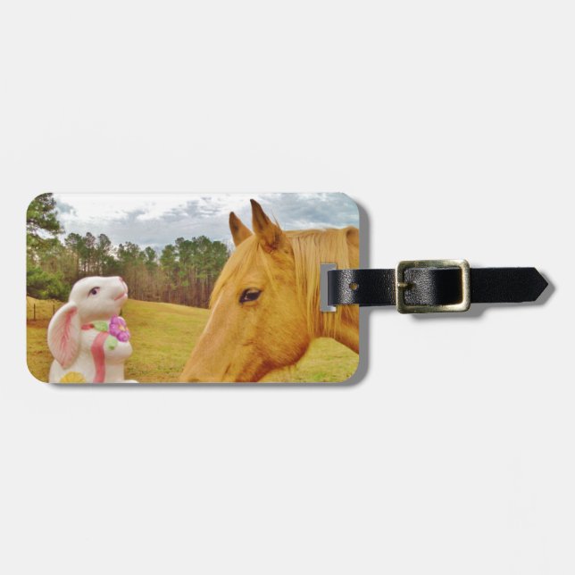 White Rabbit and Yellow Horse Luggage Tag (Front Horizontal)