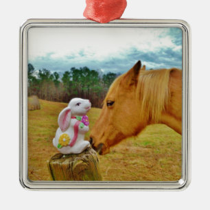 White Rabbit and Yellow Horse Metal Tree Decoration