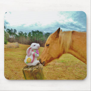 White Rabbit and Yellow Horse Mouse Mat