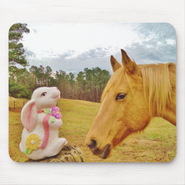 White Rabbit and Yellow Horse Mouse Mat (Front)