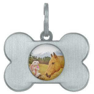 White Rabbit and Yellow Horse Pet Tag