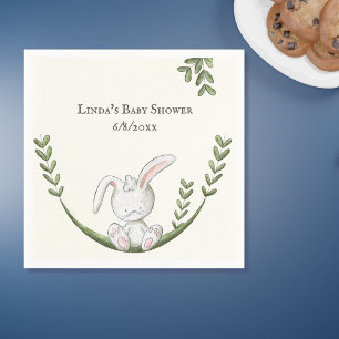 White Rabbit Botanical Gender Neutral Baby Shower Napkin