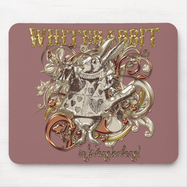 White Rabbit Carnivale Style (Gold Version) Mouse Mat (Front)