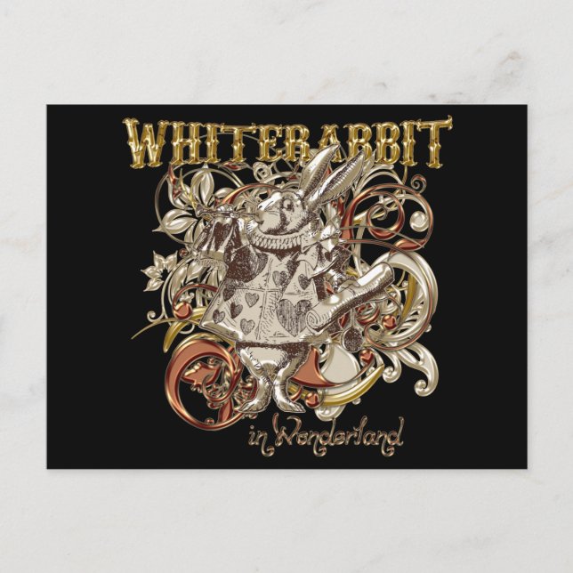 White Rabbit Carnivale Style (Gold Version) Postcard (Front)