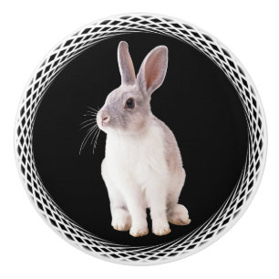 WHITE RABBIT CERAMIC KNOB