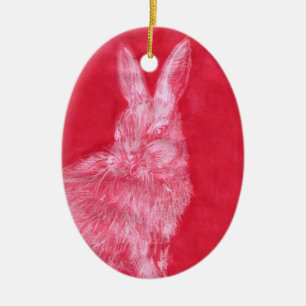 White Rabbit Ceramic Tree Decoration