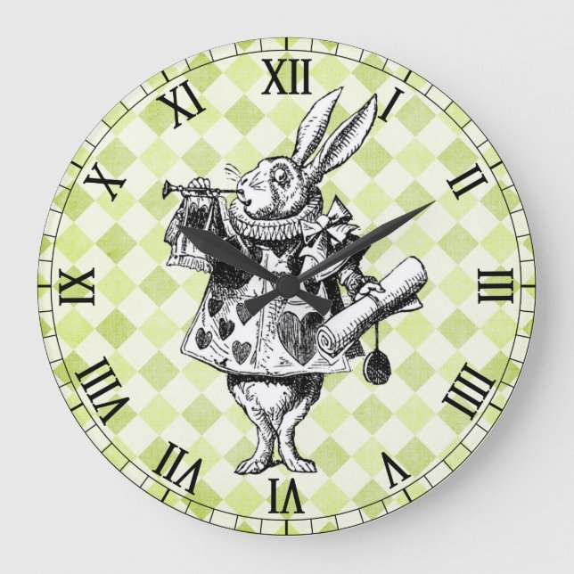 White Rabbit Chequered Wall Clock (Front)