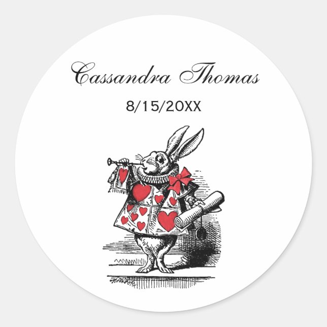 White Rabbit Court Trumpeter Alice in Wonderland Classic Round Sticker (Front)