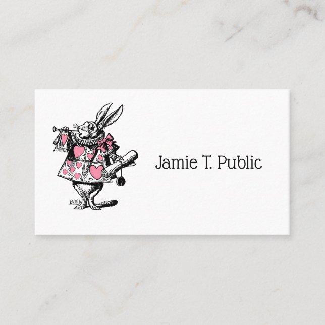 White Rabbit Court Trumpeter Alice in Wonderland P Business Card (Front)