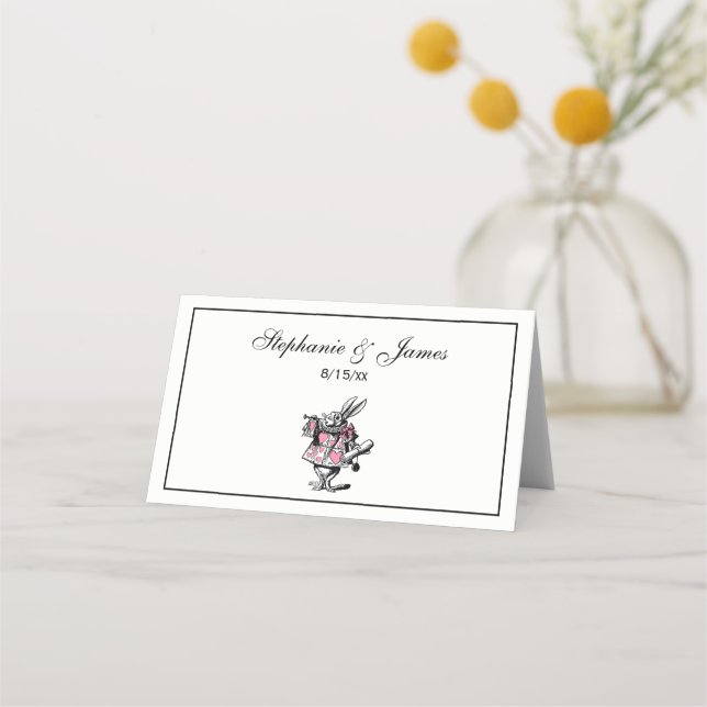 White Rabbit Court Trumpeter Alice in Wonderland P Place Card (Front)
