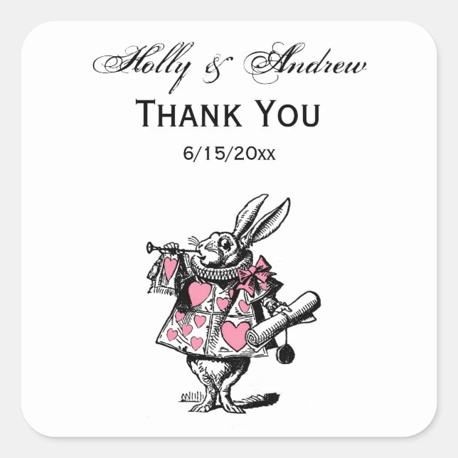 White Rabbit Court Trumpeter Alice in Wonderland P Square Sticker (Front)