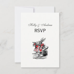 White Rabbit Court Trumpeter Alice in Wonderland RSVP Card