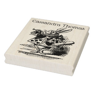 White Rabbit Court Trumpeter Alice in Wonderland Rubber Stamp