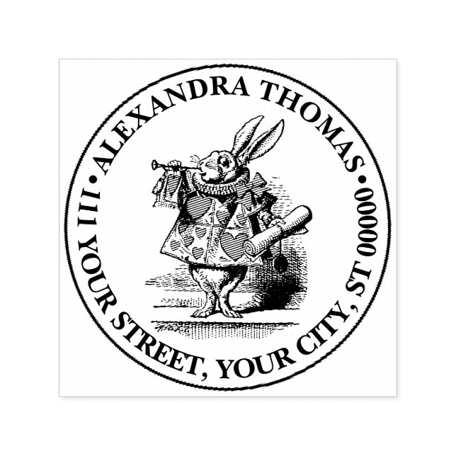 White Rabbit Court Trumpeter Alice in Wonderland Self-inking Stamp (Design)