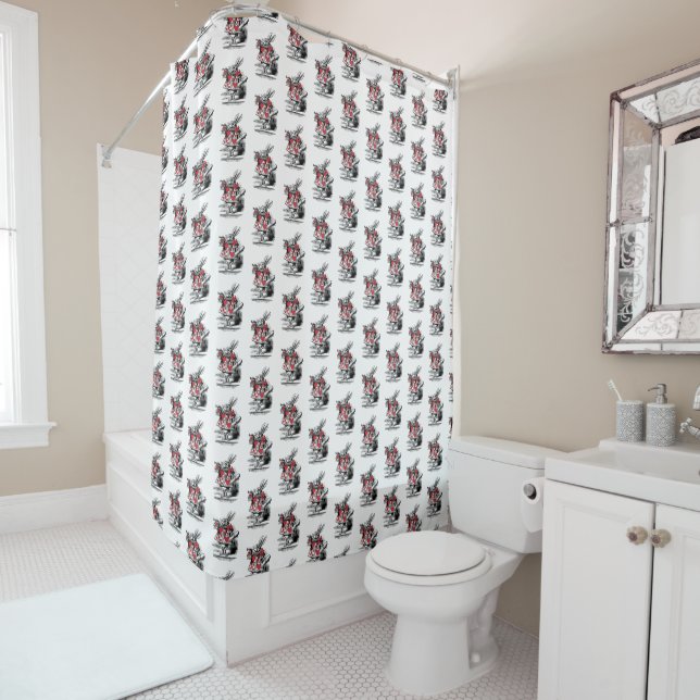 White Rabbit Court Trumpeter Alice in Wonderland Shower Curtain (In Situ)