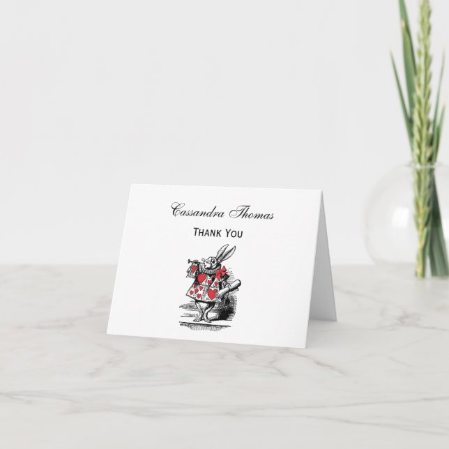 White Rabbit Court Trumpeter Alice in Wonderland Thank You Card (Front)