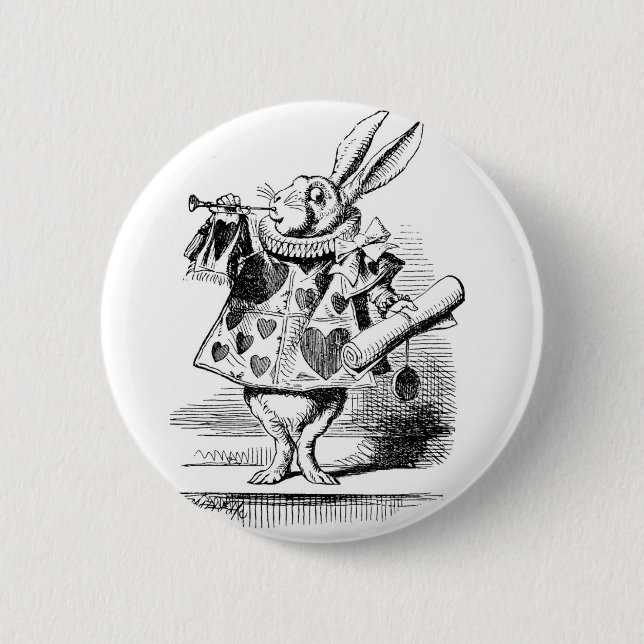 White Rabbit dressed as Herald 6 Cm Round Badge (Front)