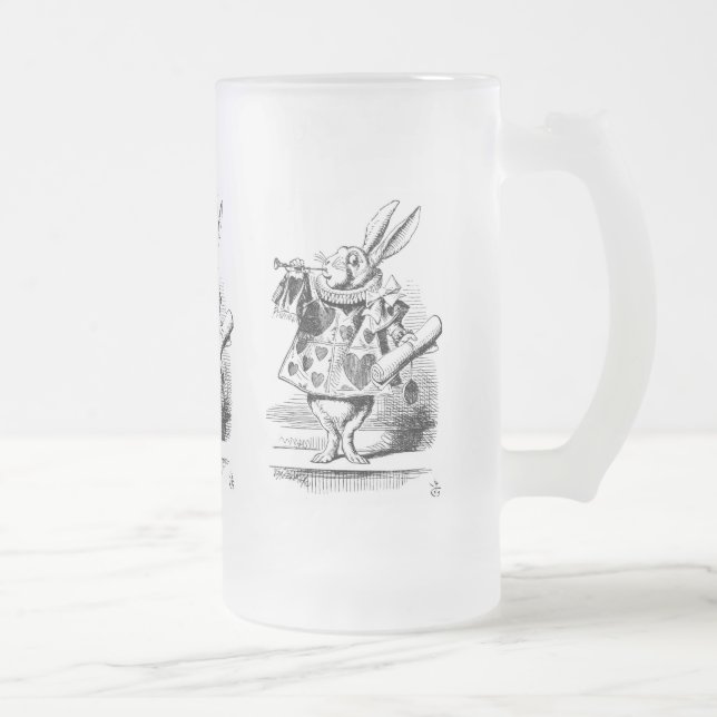 White Rabbit dressed as Herald Frosted Glass Beer Mug (Right)