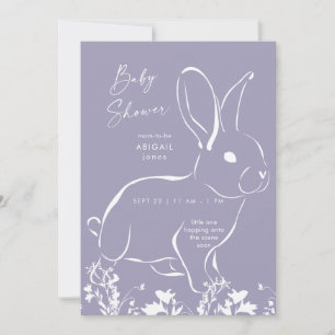 White Rabbit Dusty Blue Boy Baby Shower  Invitation