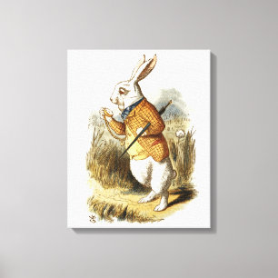 White Rabbit from Alice In Wonderland Vintage Art Canvas Print