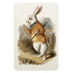 White Rabbit from Alice In Wonderland Vintage Art Magnet