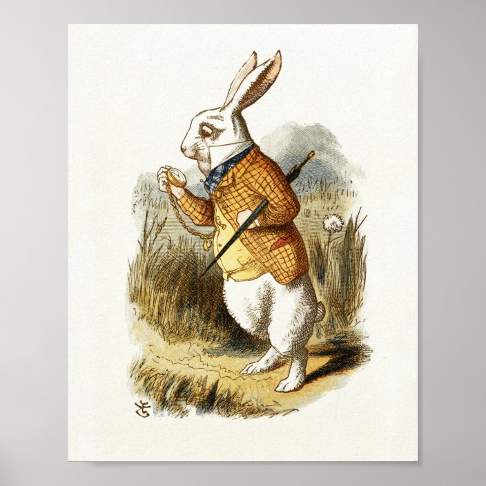 White Rabbit from Alice In Wonderland Vintage Art Poster | Zazzle