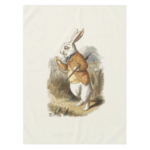 White Rabbit from Alice In Wonderland Vintage Art Tablecloth