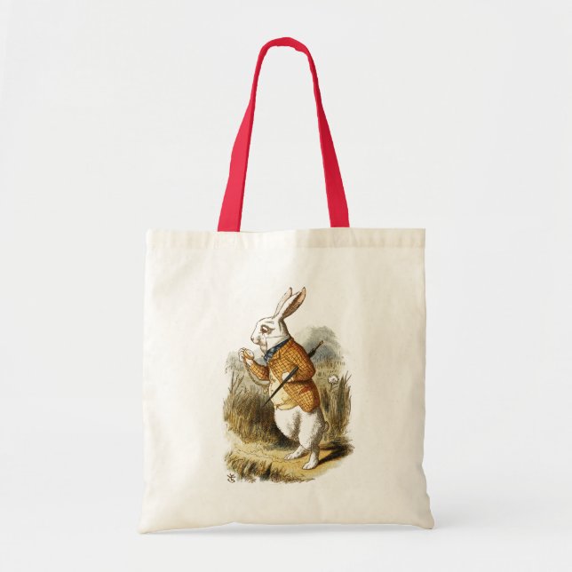 White Rabbit from Alice In Wonderland Vintage Art Tote Bag (Front)