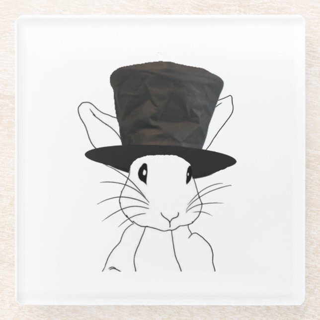 White Rabbit Glass Coaster (Front)