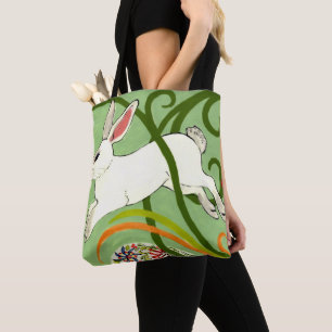 White Rabbit Green Art Deco Tote Purse Vines