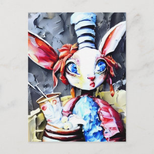 White Rabbit Hatter Postcard
