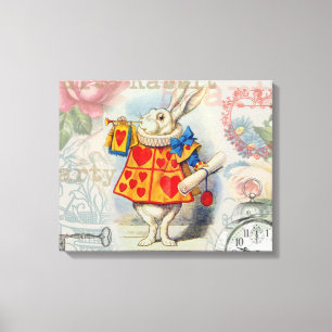 White Rabbit Hearts Alice Classic Canvas Print