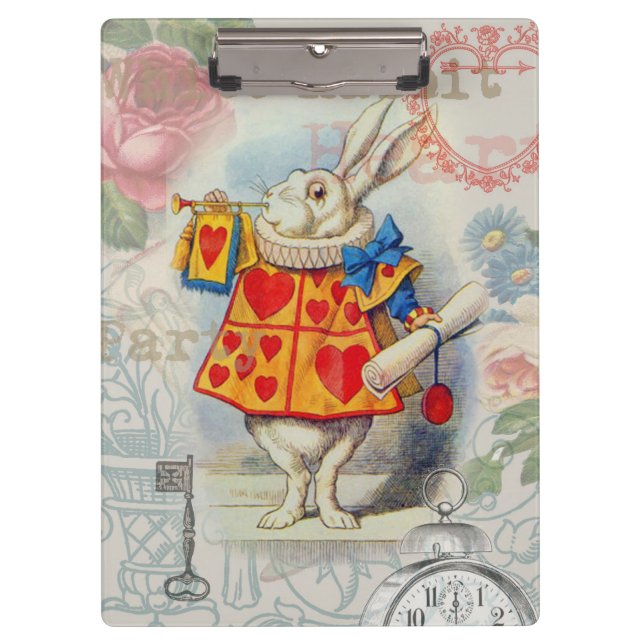 White Rabbit Hearts Alice Classic Clipboard (Front)