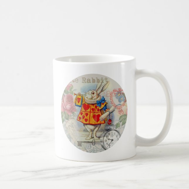 White Rabbit Hearts Alice Classic Coffee Mug (Right)