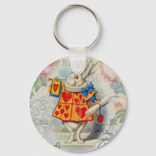 White Rabbit Hearts Alice Classic Key Ring