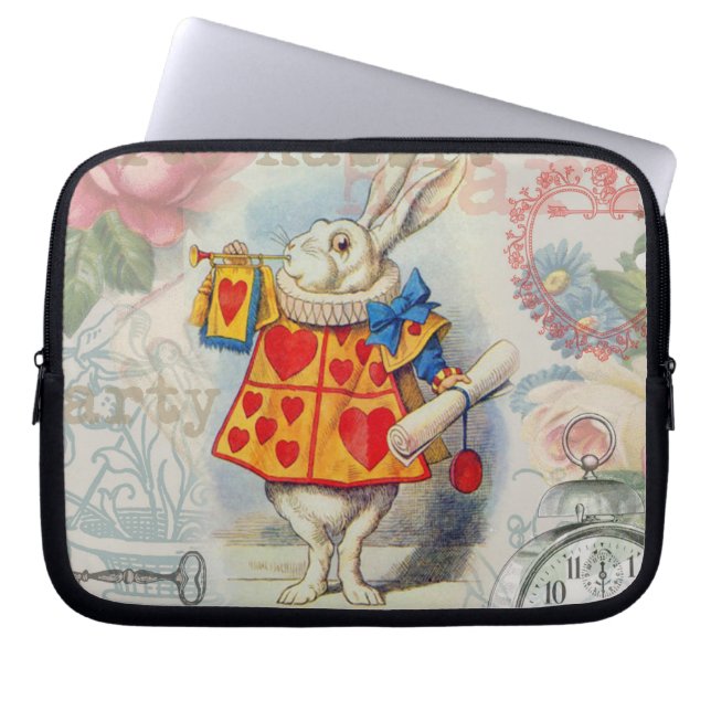 White Rabbit Hearts Alice Classic Laptop Sleeve (Front)