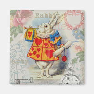 White Rabbit Hearts Alice Classic Magnet