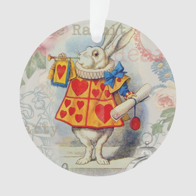 White Rabbit Hearts Alice Classic Ornament (Front)