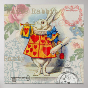 White Rabbit Hearts Alice Classic Poster