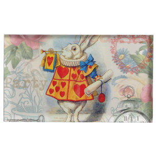 White Rabbit Hearts Alice Classic Table Card Holder