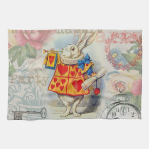 White Rabbit Hearts Alice Classic Tea Towel