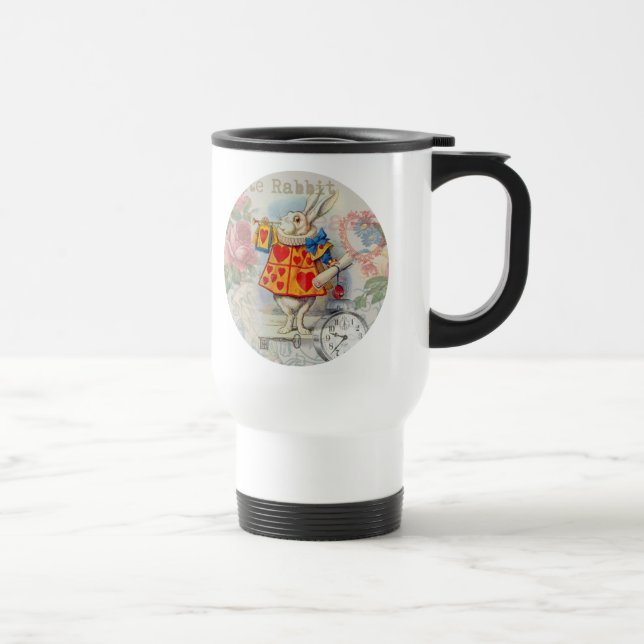 White Rabbit Hearts Alice Classic Travel Mug (Right)