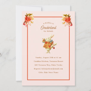 White Rabbit Herald Alice in Onederland Birthday Invitation