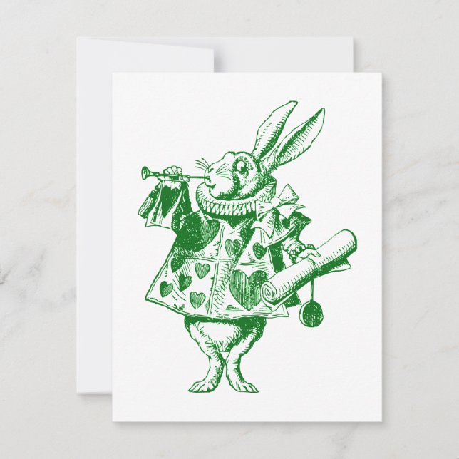 White Rabbit Herald Green Prom Bid Invitation (Front)