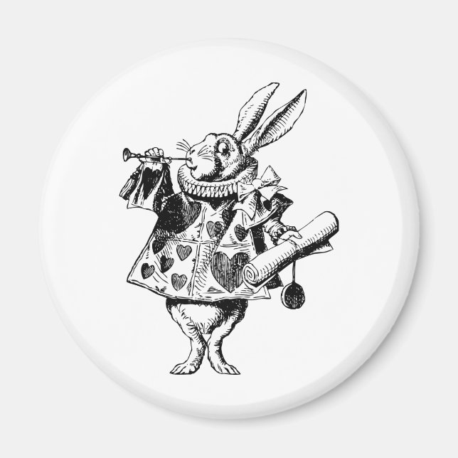 White Rabbit Herald Inked Black Magnet (Front)
