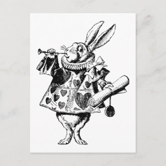 White Rabbit Herald Inked Black Postcard