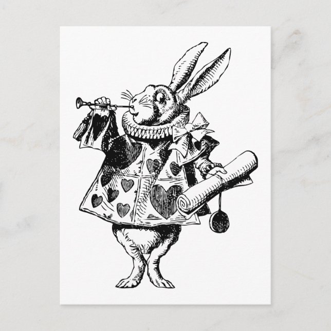 White Rabbit Herald Inked Black Postcard (Front)
