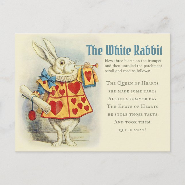 White Rabbit herald John Tenniel  CC1125 Fairytale Postcard (Front)