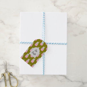 White Rabbit in Pink Pocket Pattern   Personalise Gift Tags